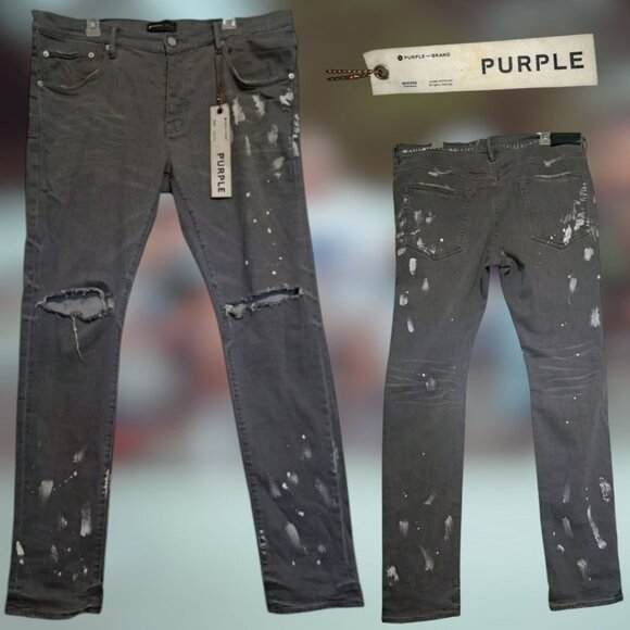 Purple Other - Purple Brand Jeans Distressed Streetwear Urban Paint Splatter Gray 40x34 NWT